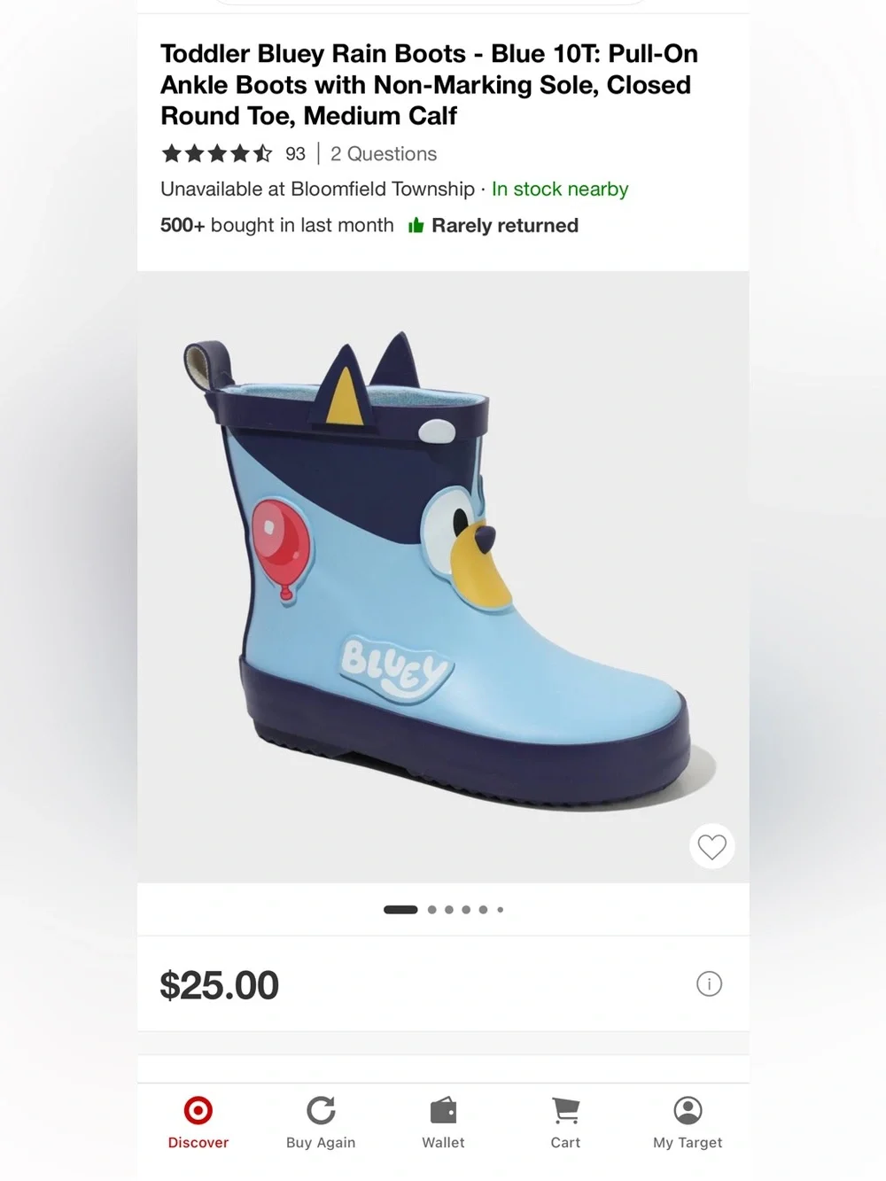 Kids Bluey Rain Boots Size 12